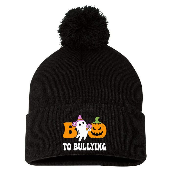 Unity Day Boo To Bullying Awareness Ghost Pumpkin Orange Pom Pom 12in Knit Beanie