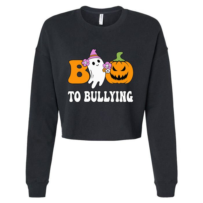 Unity Day Boo To Bullying Awareness Ghost Pumpkin Orange Cropped Pullover Crew