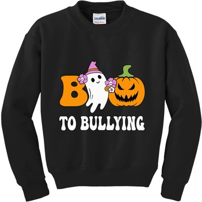 Unity Day Boo To Bullying Awareness Ghost Pumpkin Orange Kids Sweatshirt