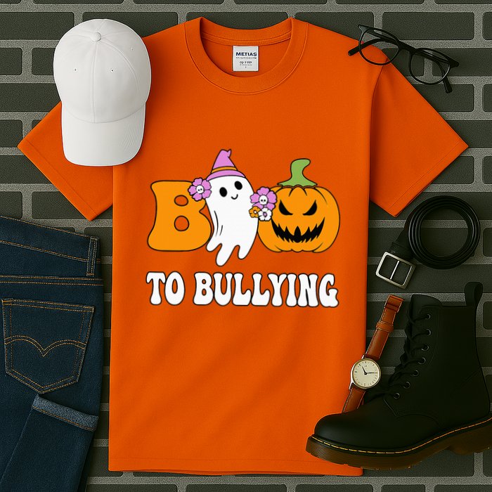 Unity Day Boo To Bullying Awareness Ghost Pumpkin Orange Tall T-Shirt