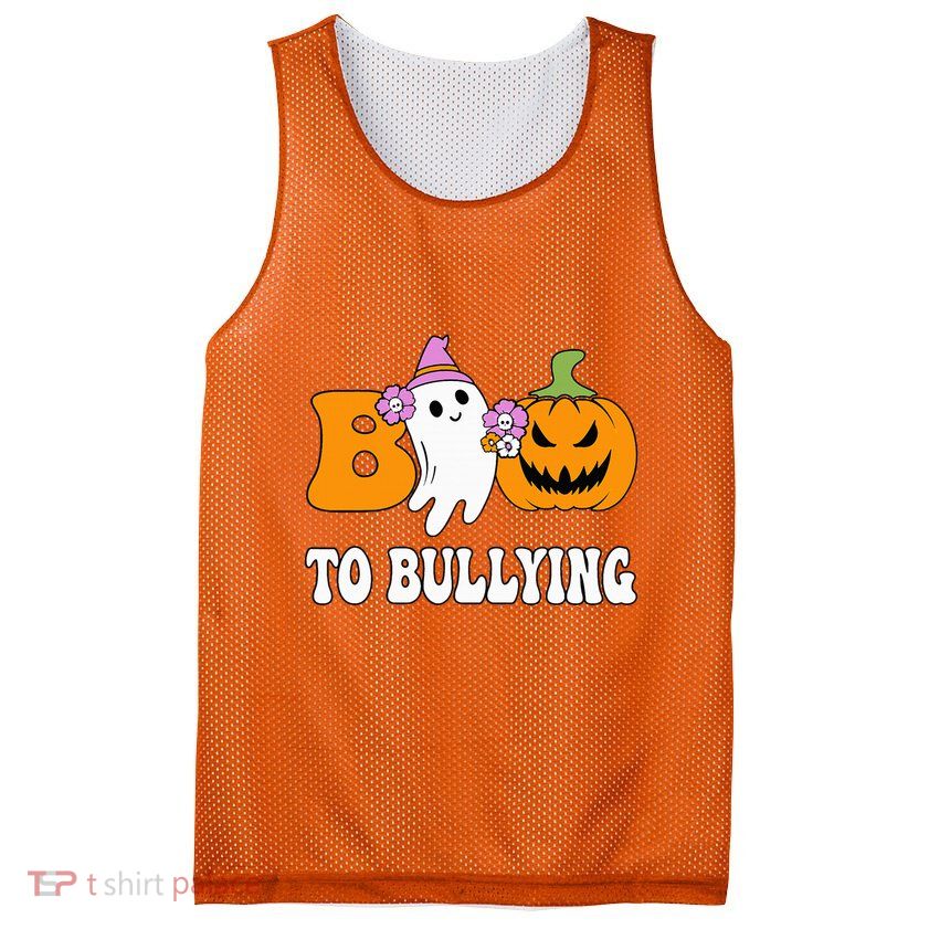 Unity Day Boo To Bullying Awareness Ghost Pumpkin Orange Mesh Reversible Basketball Jersey Tank