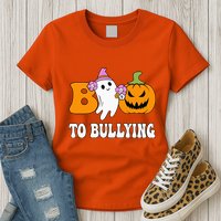 Unity Day Boo To Bullying Awareness Ghost Pumpkin Orange Womens T-Shirt