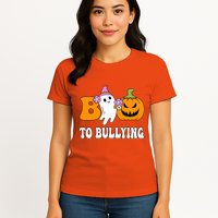 Unity Day Boo To Bullying Awareness Ghost Pumpkin Orange Womens T-Shirt