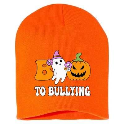Unity Day Boo To Bullying Awareness Ghost Pumpkin Orange Short Acrylic Beanie