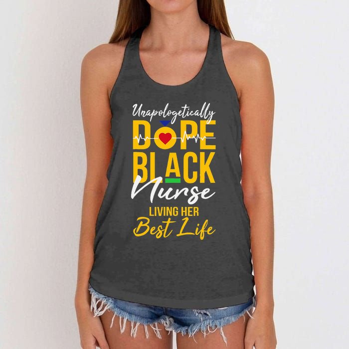 Unapologetically Dope Black Nurse Living Best Life RN Gift Women's Knotted Racerback Tank