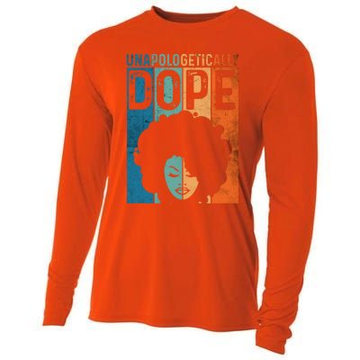 Unapologetically Dope Black Pride Afro Black History Melanin Gift Cooling Performance Long Sleeve Crew