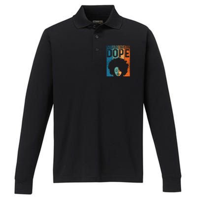 Unapologetically Dope Black Pride Afro Black History Melanin Gift Performance Long Sleeve Polo