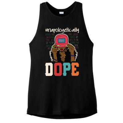 Unapologetically Dope Black Afro Black History Juneteenth Ladies PosiCharge Tri-Blend Wicking Tank