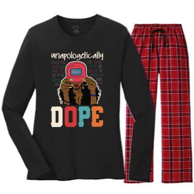 Unapologetically Dope Black Afro Black History Juneteenth Women's Long Sleeve Flannel Pajama Set 