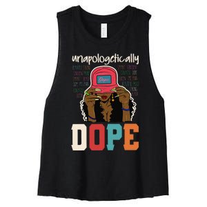 Unapologetically Dope Black Afro Black History Juneteenth Women's Racerback Cropped Tank