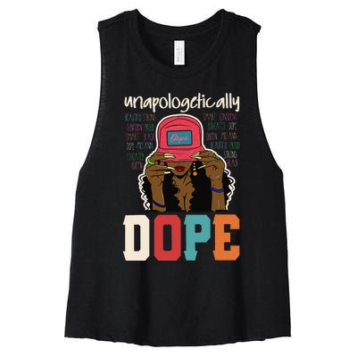 Unapologetically Dope Black Afro Black History Juneteenth Women's Racerback Cropped Tank