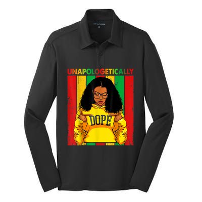 Unapologetically Dope Black Pride Melanin African American Silk Touch Performance Long Sleeve Polo