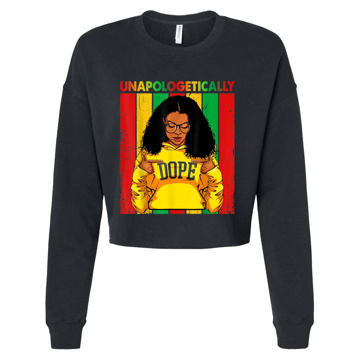 Unapologetically Dope Black Pride Melanin African American Cropped Pullover Crew