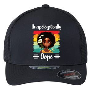 Unapologetically Dope Black Afro Girl Black History Month Flexfit Unipanel Trucker Cap