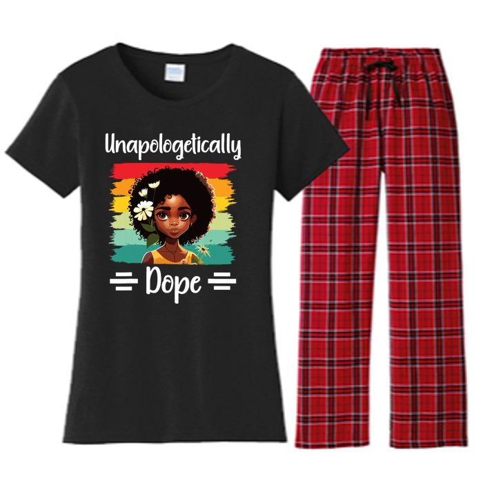 Unapologetically Dope Black Afro Girl Black History Month Women's Flannel Pajama Set