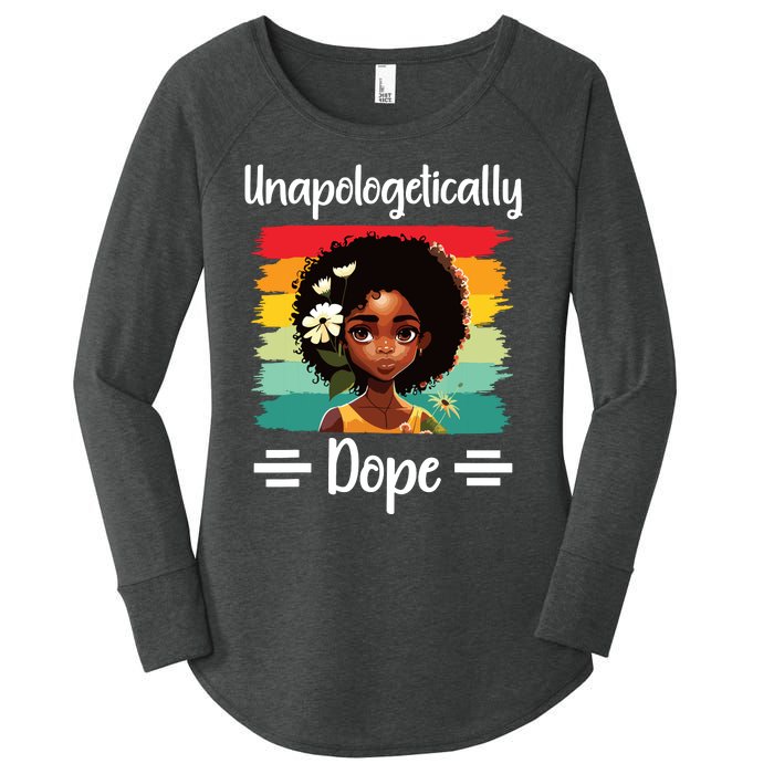 Unapologetically Dope Black Afro Girl Black History Month Women's Perfect Tri Tunic Long Sleeve Shirt