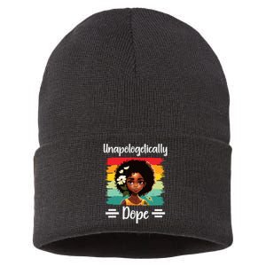 Unapologetically Dope Black Afro Girl Black History Month Sustainable Knit Beanie