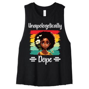 Unapologetically Dope Black Afro Girl Black History Month Women's Racerback Cropped Tank