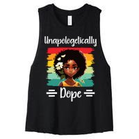 Unapologetically Dope Black Afro Girl Black History Month Women's Racerback Cropped Tank