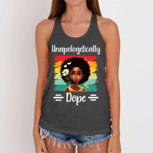 Unapologetically Dope Black Afro Girl Black History Month Women's Knotted Racerback Tank