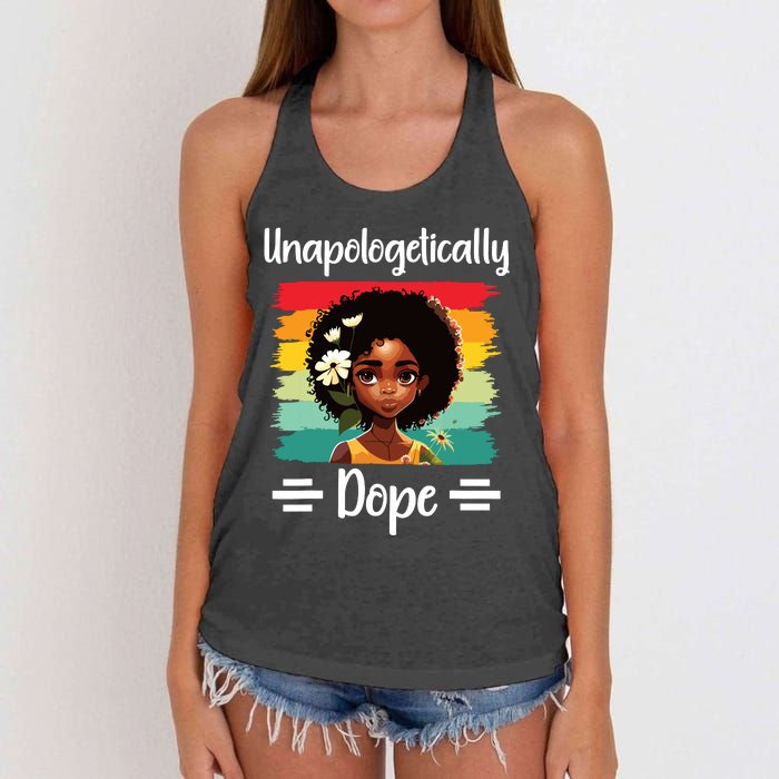 Unapologetically Dope Black Afro Girl Black History Month Women's Knotted Racerback Tank