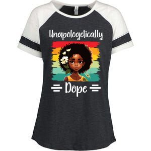 Unapologetically Dope Black Afro Girl Black History Month Enza Ladies Jersey Colorblock Tee