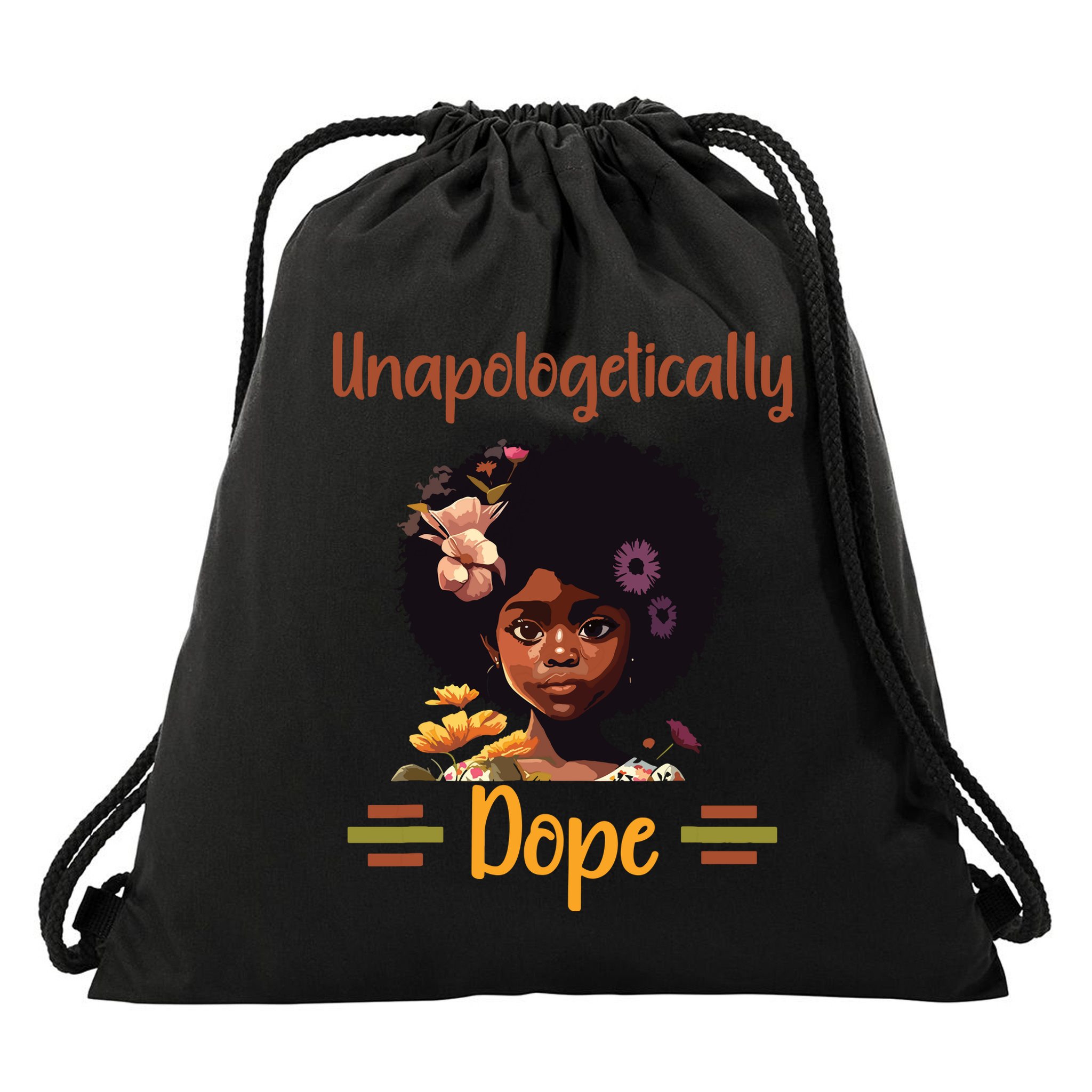 Unapologetically Dope Black Afro Girl Black History Month Drawstring Bag
