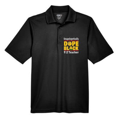 Unapologetically Dope Black PE Teacher Black History Month Men's Origin Performance Pique Polo