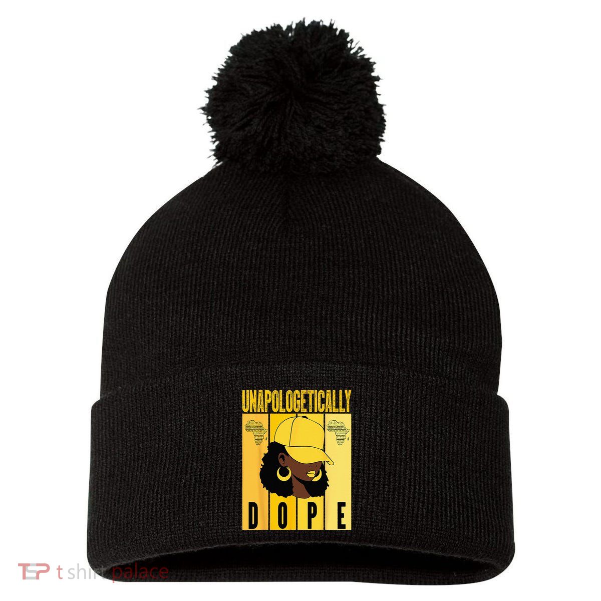 Unapologetically Dope Black History Month African American Pom Pom 12in Knit Beanie