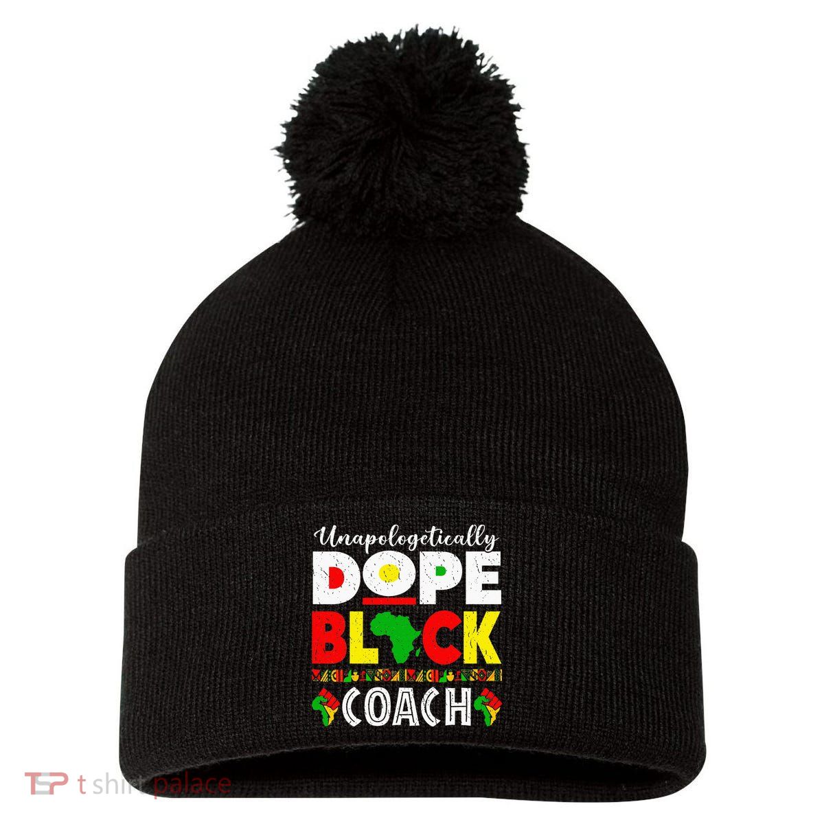 Unapologetically Dope Black Coach African Juneteenth Pom Pom 12in Knit Beanie