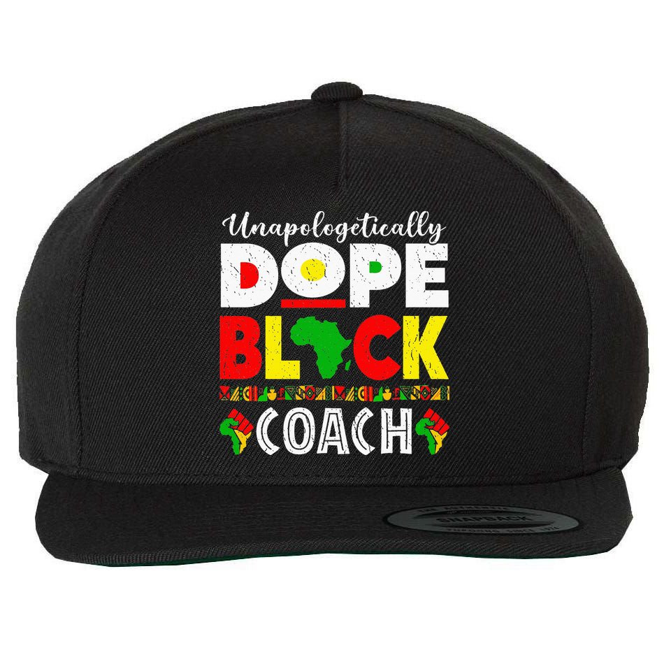 Unapologetically Dope Black Coach African Juneteenth Wool Snapback Cap