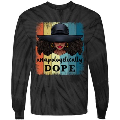 Unapologetically Dope Black History African American Ladies Tie-Dye Long Sleeve Shirt