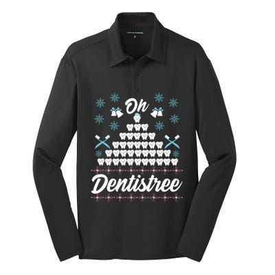 Ugly Dentist Christmas Tree Funny Dental Hygienist Teeth Gift Silk Touch Performance Long Sleeve Polo