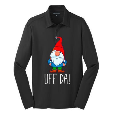 Uff Da Christmas Swedish Tomte Garden Gnome Xmas God Jul Silk Touch Performance Long Sleeve Polo