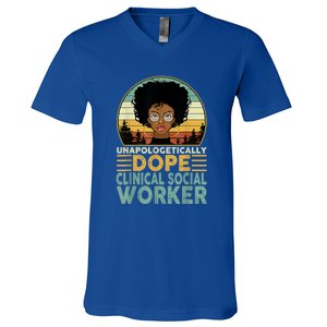 Unapologetically Dope Clinical Socials Worker Black Nurse. V-Neck T-Shirt