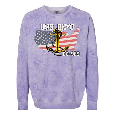 Uss Deyo Dd989 Warship Veterans Day Father Grandpa Dad Colorblast Crewneck Sweatshirt