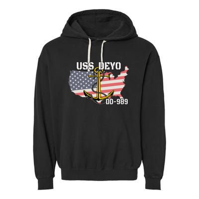 Uss Deyo Dd989 Warship Veterans Day Father Grandpa Dad Garment-Dyed Fleece Hoodie