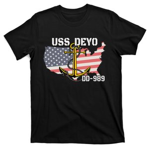 Uss Deyo Dd989 Warship Veterans Day Father Grandpa Dad T-Shirt