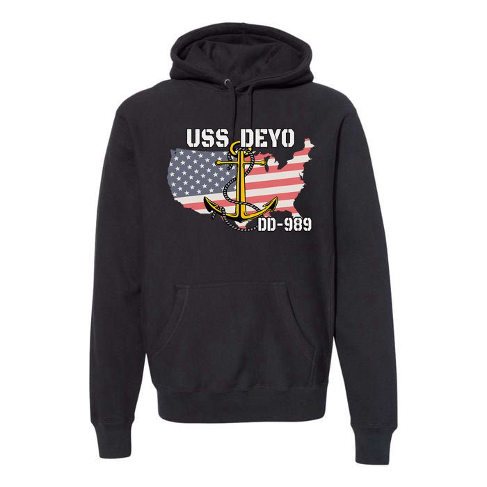 Uss Deyo Dd989 Warship Veterans Day Father Grandpa Dad Premium Hoodie