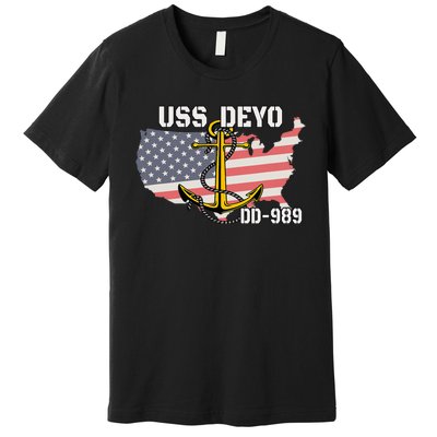 Uss Deyo Dd989 Warship Veterans Day Father Grandpa Dad Premium T-Shirt