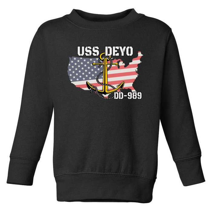 Uss Deyo Dd989 Warship Veterans Day Father Grandpa Dad Toddler Sweatshirt