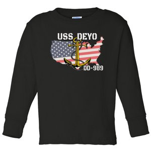 Uss Deyo Dd989 Warship Veterans Day Father Grandpa Dad Toddler Long Sleeve Shirt