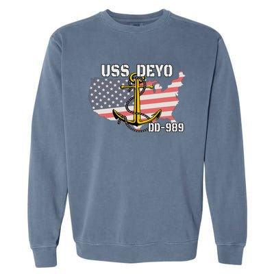 Uss Deyo Dd989 Warship Veterans Day Father Grandpa Dad Garment-Dyed Sweatshirt