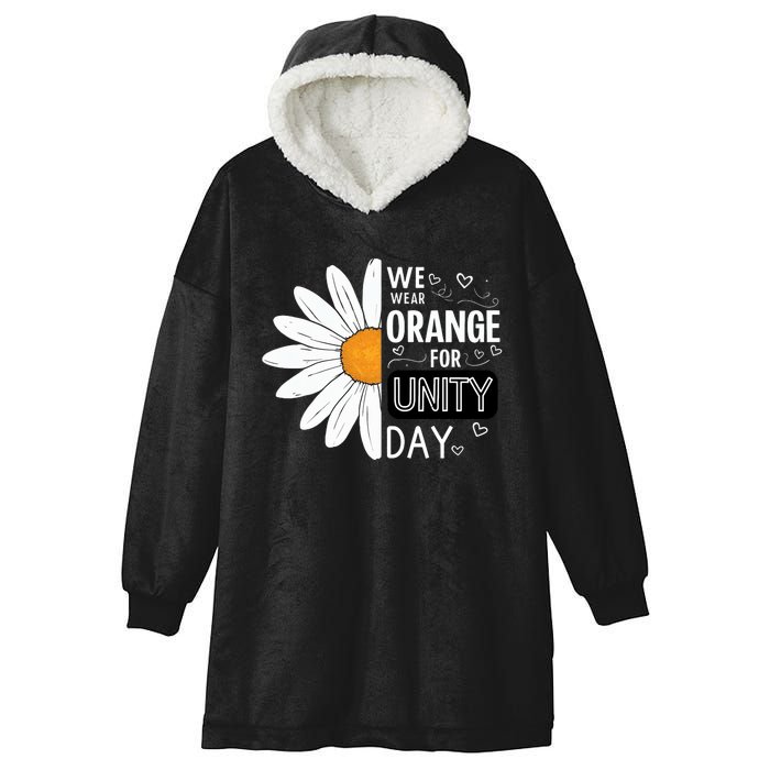 Unity Day Daisy We Wear Orange For Unity Day Antibullying Hooded Wearable Blanket