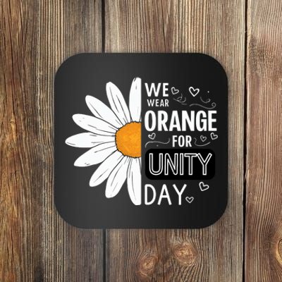 Unity Day Daisy We Wear Orange For Unity Day Antibullying Coaster