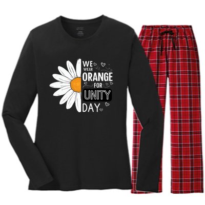 Unity Day Daisy We Wear Orange For Unity Day Antibullying Women's Long Sleeve Flannel Pajama Set 