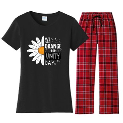 Unity Day Daisy We Wear Orange For Unity Day Antibullying Women's Flannel Pajama Set