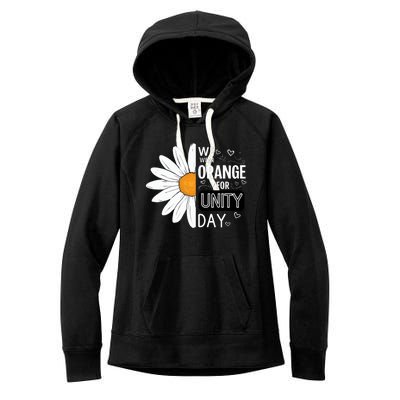 Unity Day Daisy We Wear Orange For Unity Day Antibullying Women's Fleece Hoodie