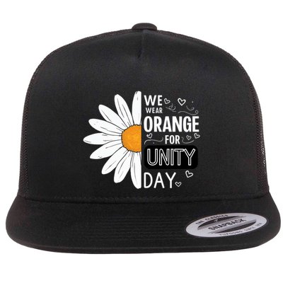 Unity Day Daisy We Wear Orange For Unity Day Antibullying Flat Bill Trucker Hat