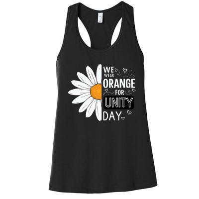 Unity Day Daisy We Wear Orange For Unity Day Antibullying Women's Racerback Tank